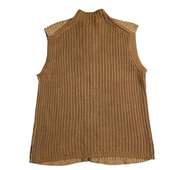 Woolrich Carmel Colored‎ Zip up Knit Sweater Vest with Leaf embroidery size M - Picture 5 of 9